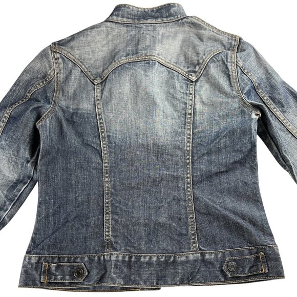 Vintage Y2K Gap Denim Jean Jacket Thrashed Distressed Grunge Size Small - Picture 4 of 16